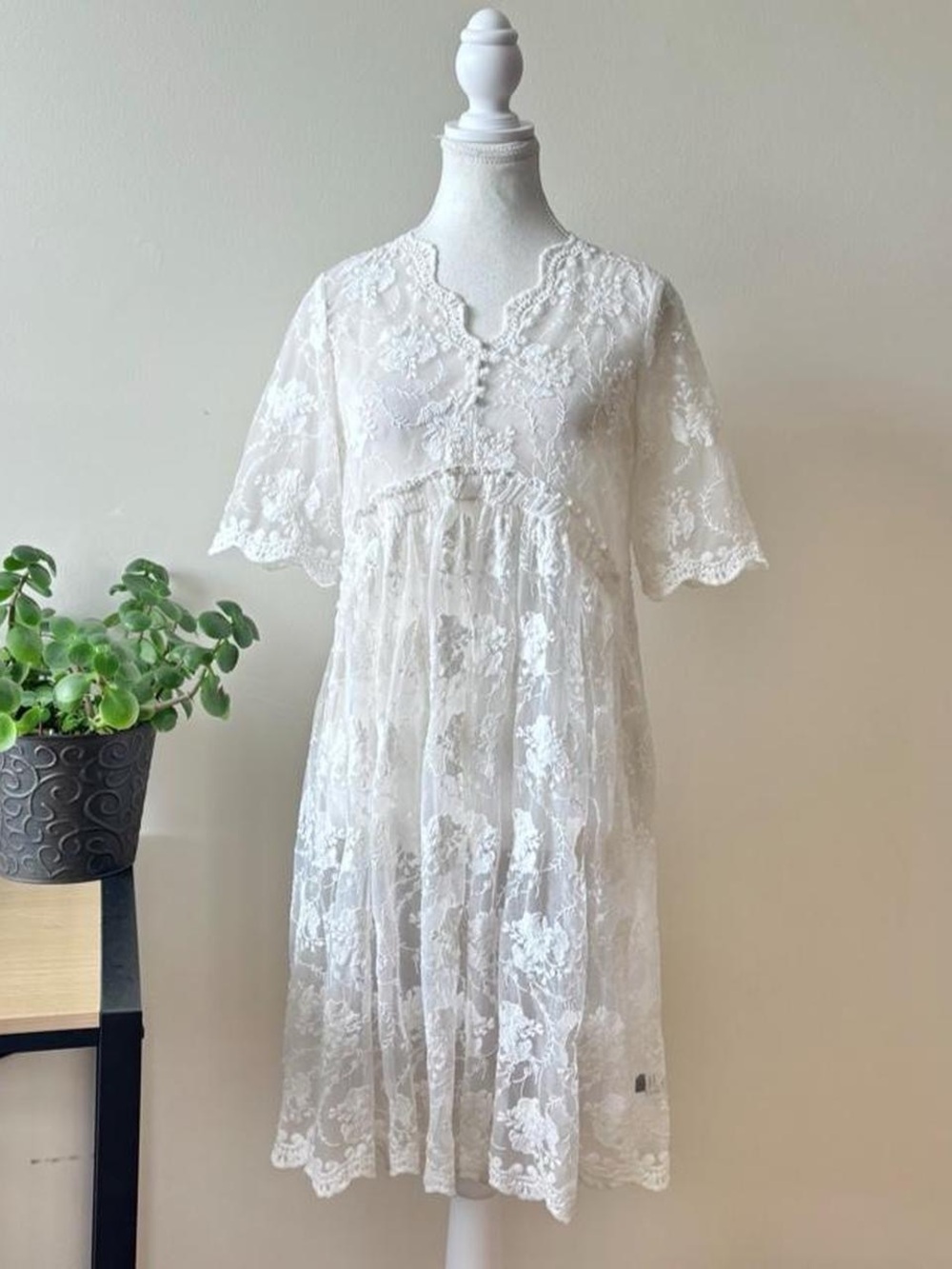 White Lace Midi Dress